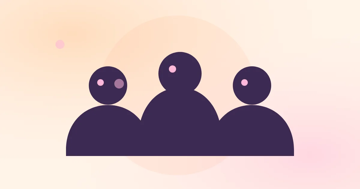 Ilustração em tons de rosa e laranja com um grupo de pessoas lado a lado, representando a turma que faz as metas junto.