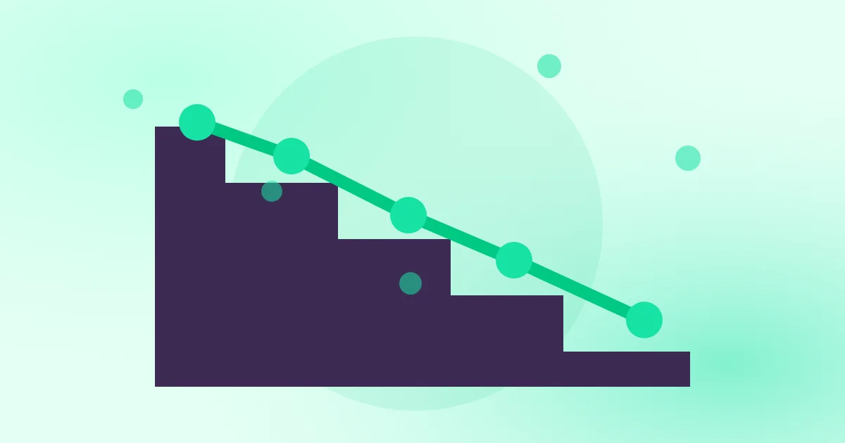 Ilustração em tons de verde-menta com pegadas em sequência, representando passos ao longo do dia.